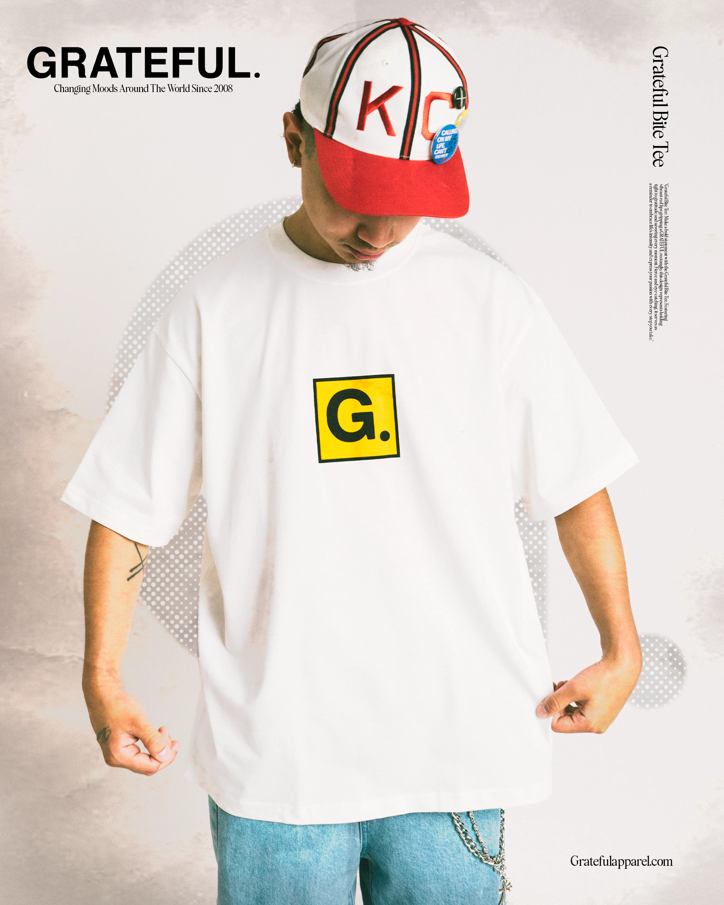 Grateful Bite Tee- White - Image 3